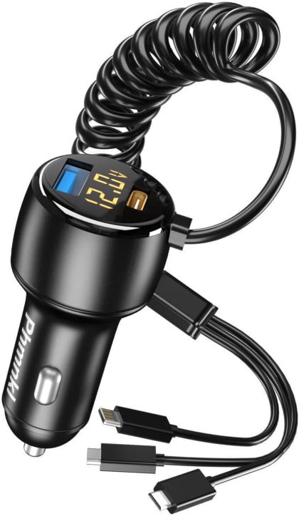 Phmnkl 66W Dual-Port Car Charger 1pcs - USB C (PD30W) + USB A (QC3.0) - Fast Charging for iPhone 14/13/12, Galaxy S23/22, Pixel