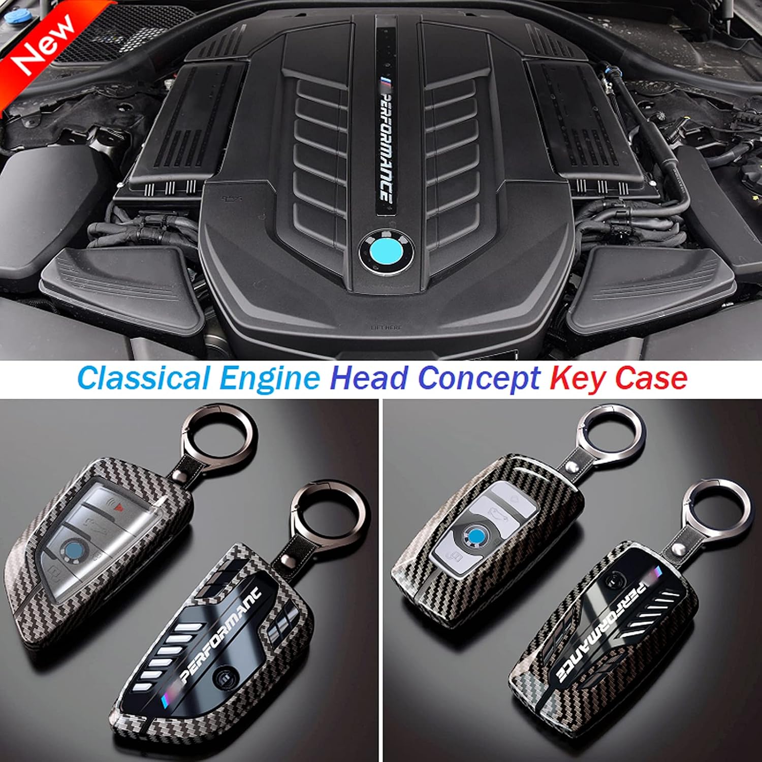 Phmnkl Alloy Car Key Case Rings Cover Holder for BMW 1 3 5 7 Series 530 F48 X1 X2 X3 X4 X5 X6 Classic Engine Head Concept (A Style Carbon Fiber) Phmnkl Alloy Car Key Case Rings Cover Holder for BMW 1 3 5 7 Series 530 F48 X1 X2 X3 X4 X5 X6 Classic Engine Head Concept (A Style Carbon Fiber)